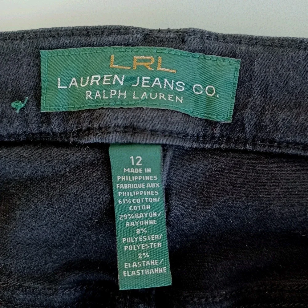 LRL Ralph Lauren Jeans‎ Co Classic Straight Black Denim Women Size 12